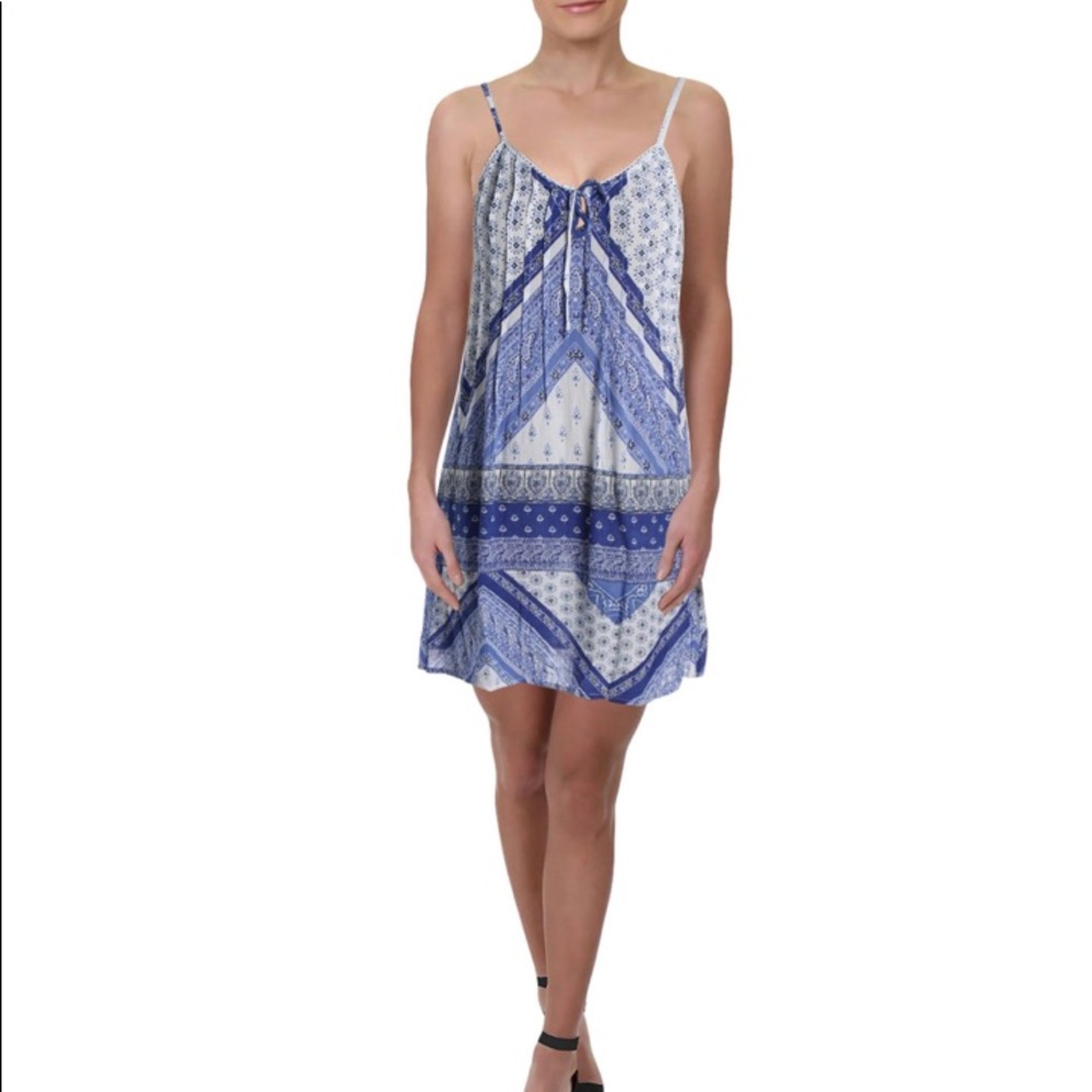Aqua Sleeveless Printed Tank Dress